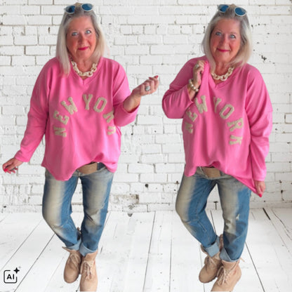 Sweater "NEW YORK", pink