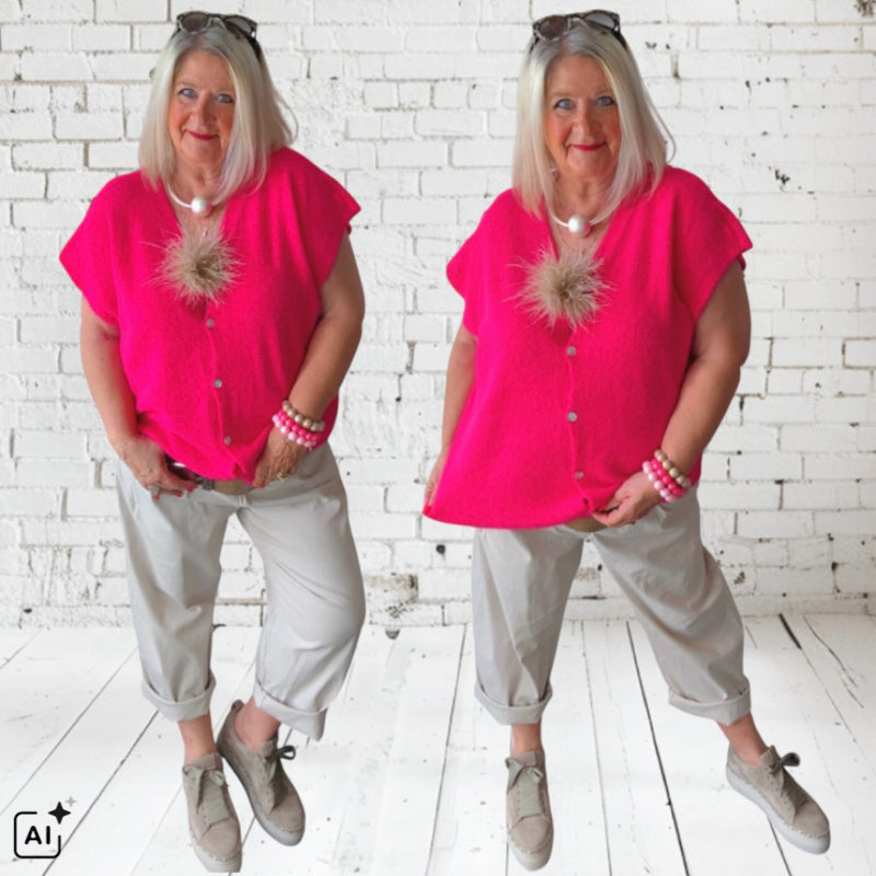 Weste "COSY" mit Alpaka, pink