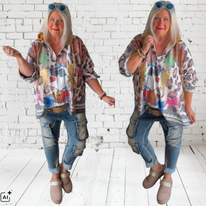 Strick Hoodie "COMIC" (Model 1), multi