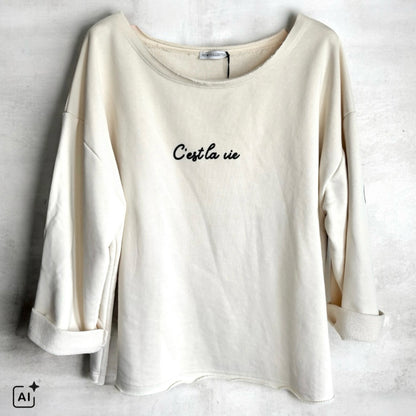 Sweater "C'EST LA VIE", vanille
