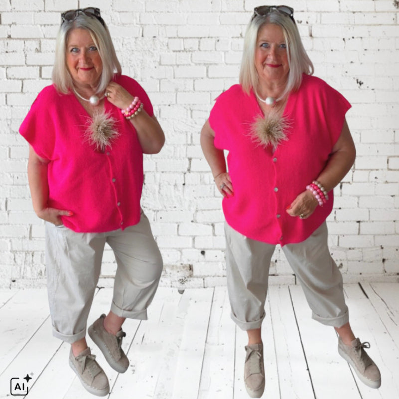Weste "COSY" mit Alpaka, pink