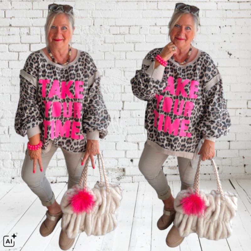 Sweater "TAKE YOUR TIME", Leo-beige