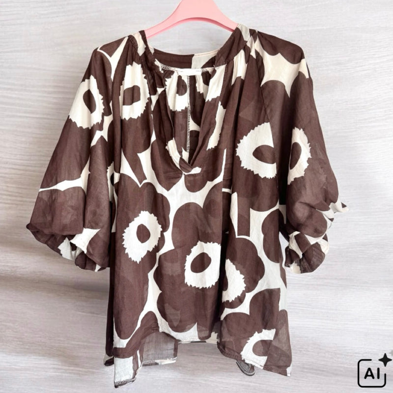Bluse "FLORA", schoko/creme