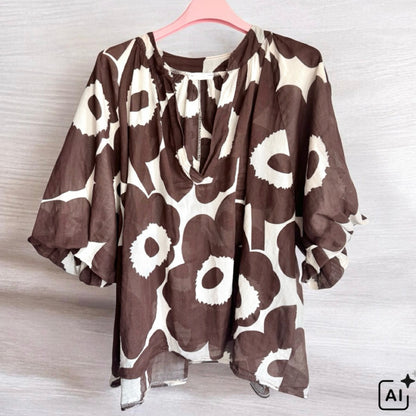Bluse "FLORA", schoko/creme