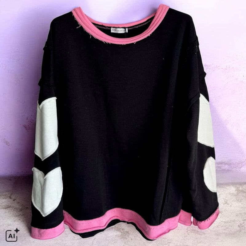 Sweater "HEART PATCH", schwarz