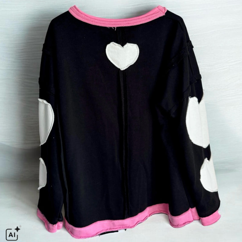 Sweater "HEART PATCH", schwarz