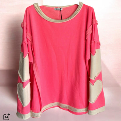 Sweater "HEART PATCH", neonkoralle