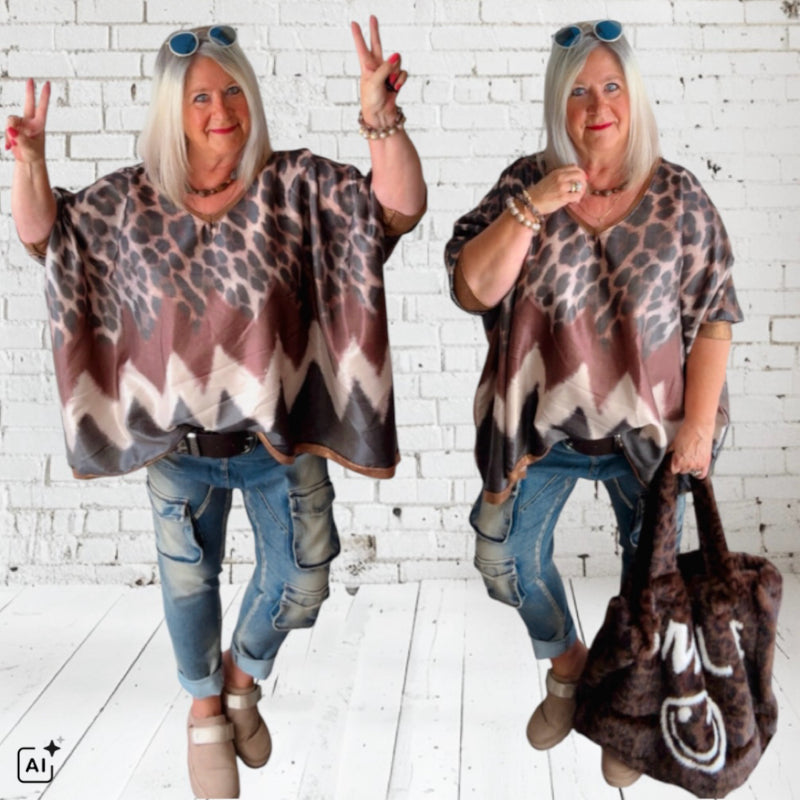 Viskose Shirt "SOULFULL", schoko-multi