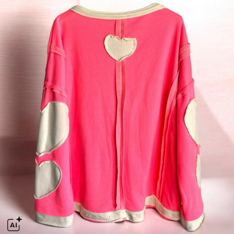 Sweater "HEART PATCH", neonkoralle