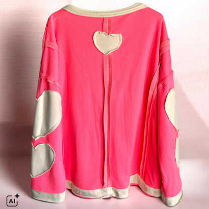 Sweater "HEART PATCH", neonkoralle