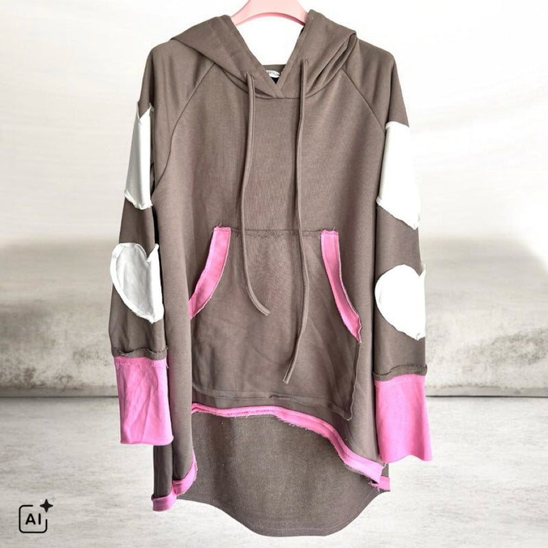 Hoodie "HEART PATCH", taupe