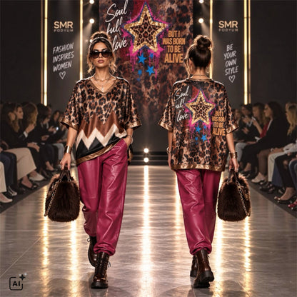 Viskose Shirt "SOULFULL", schoko-multi