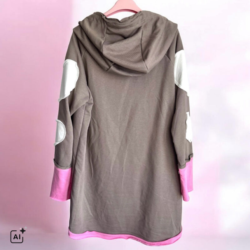 Hoodie "HEART PATCH", taupe