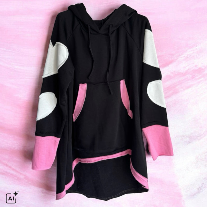 Hoodie "HEART PATCH", schwarz