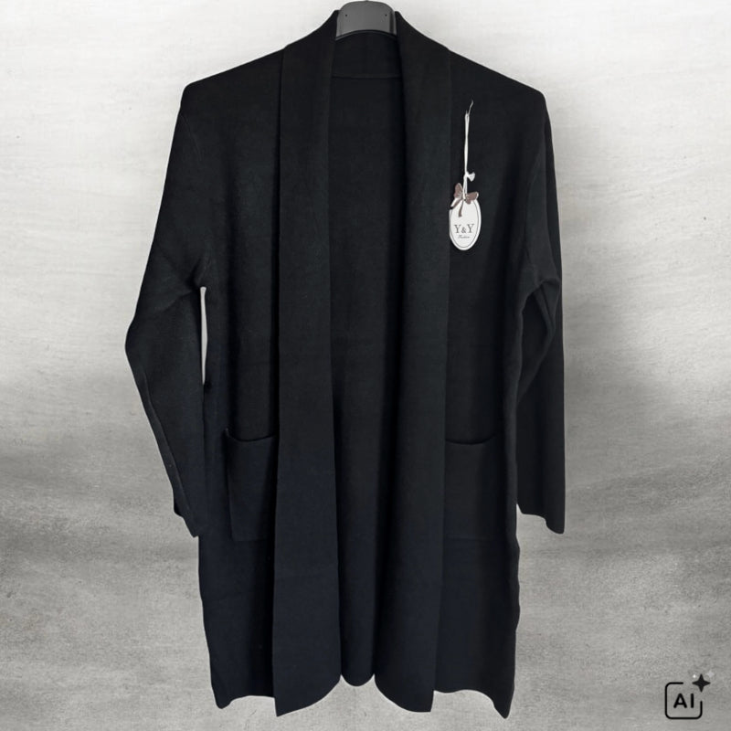 Strickjacke | Cardigan "COZY GLAM", schwarz