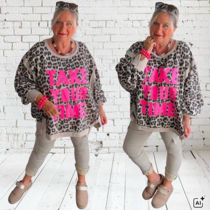 Sweater "TAKE YOUR TIME", Leo-beige