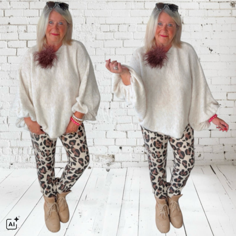 ZETA OTTO Pullover "BATWING", ecru