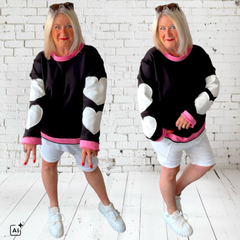 Sweater "HEART PATCH", schwarz