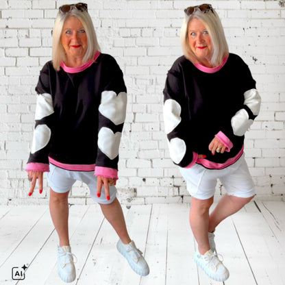 Sweater "HEART PATCH", schwarz