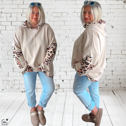 Hoodie "CROSS PATCH LEO", beige