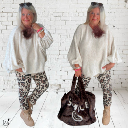 ZETA OTTO Pullover "BATWING", ecru