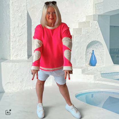 Sweater "HEART PATCH", neonkoralle