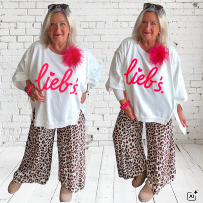 Sweater "Lieb's", weiß-neonpink