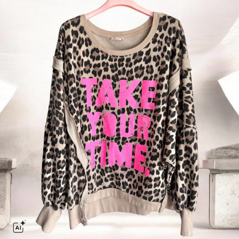 Sweater "TAKE YOUR TIME", Leo-beige