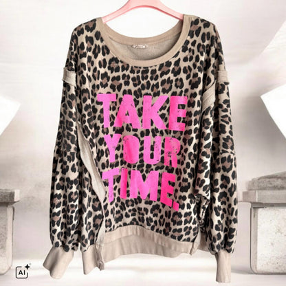 Sweater "TAKE YOUR TIME", Leo-beige
