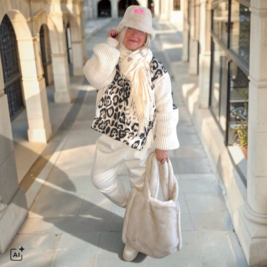 Sweatshirt "LEO" mit Strickärmeln, beige