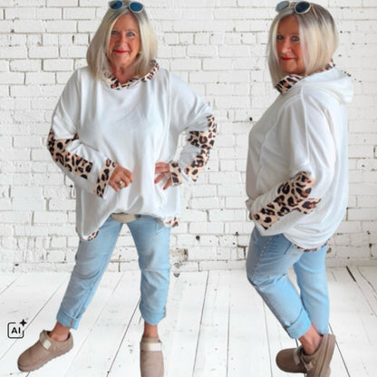 Hoodie "CROSS PATCH LEO", weiß