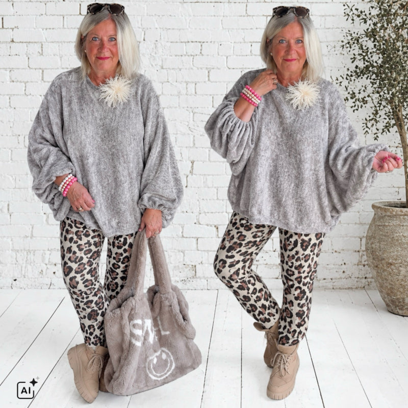 ZETA OTTO Pullover "BATWING", grau