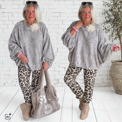ZETA OTTO Pullover "BATWING", grau