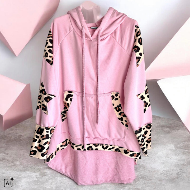 Hoodie "STAR PATCH LEO", rosa