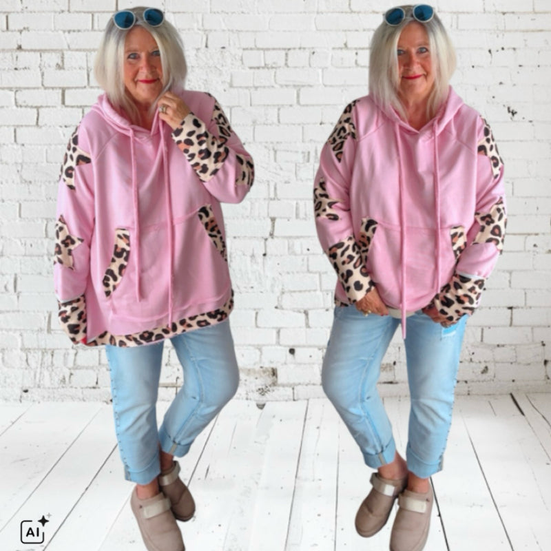 Hoodie "STAR PATCH LEO", rosa