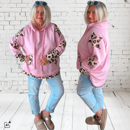 Hoodie "STAR PATCH LEO", rosa