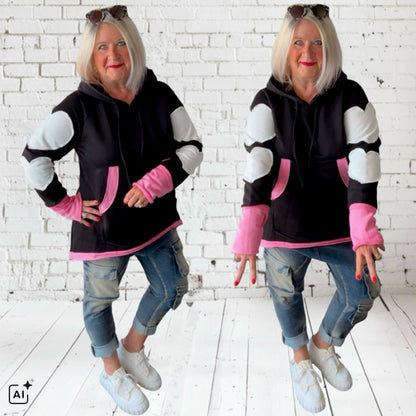 Hoodie "HEART PATCH", schwarz