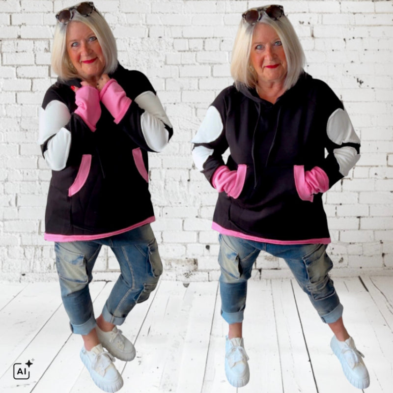 Hoodie "HEART PATCH", schwarz