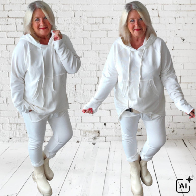 Long Hoodie "ORDINARY", offwhite