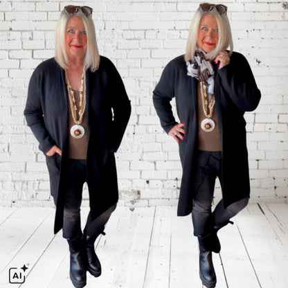 Strickjacke | Cardigan "COZY GLAM", schwarz