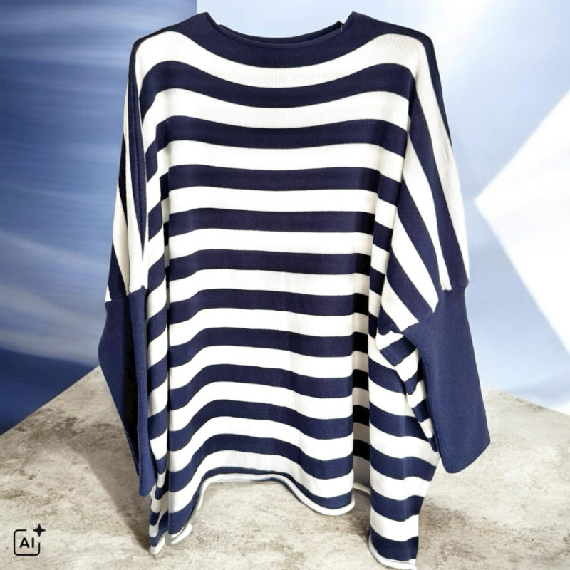 oversized Strickpullover "STRIPEEE", navy