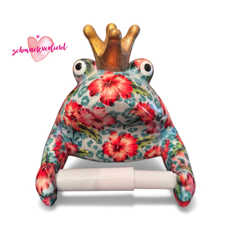Toilettenpapierhalter POMME PIDOU Froschkönig Freddy, türkis/rot