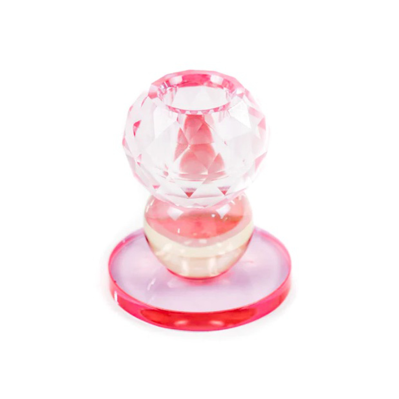 Hv Crystal Candleholder Pink:amber Sku202847